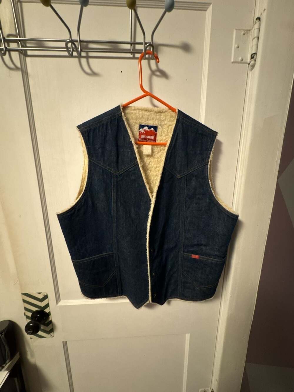 Vintage Big Smith Western Outerwear Sherpa-Lined Denim Vest